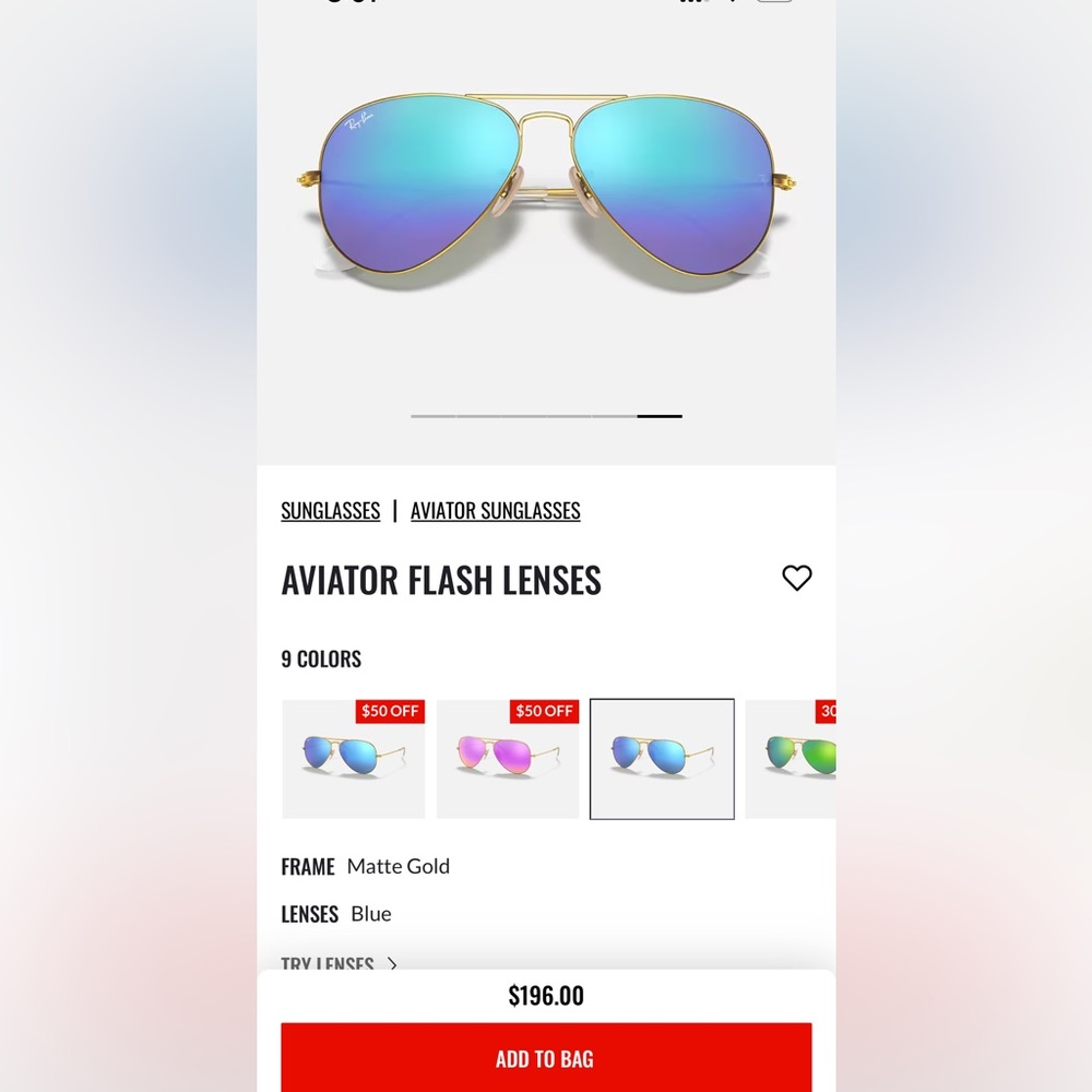 Ray ban Aviaror blue/gold sunglasses